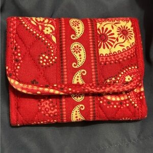Vera Bradley Red and Yellow Paisley Quilted Card Wallet